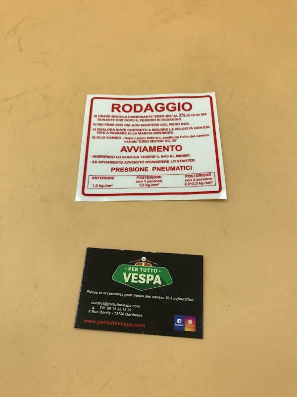 Autocollant Sticker De Rodage Pour Vespa Transparent Lettrage Rouge Per Tutto Vespa